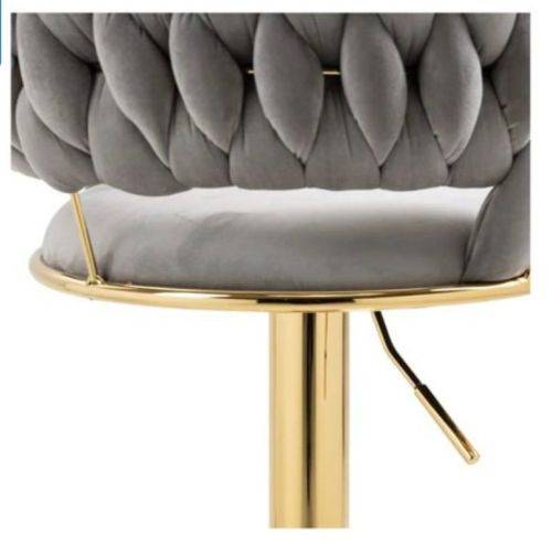 Set of 2 Velvet Swivel Luxury Bar Stools - HZ882 - Grey