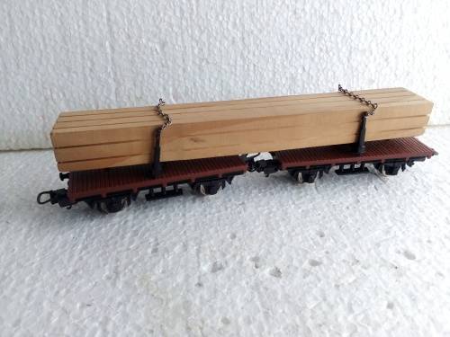 LIMA DOUBLE FLAT WAGONS WITH WOOD LOAD