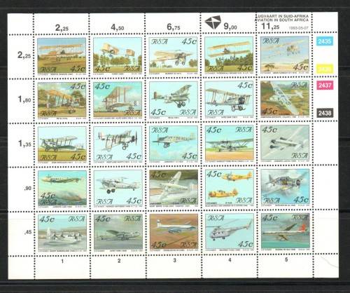 RSA 1993 7 May - Aviation in South Africa, sheetlet, UH. CV R100