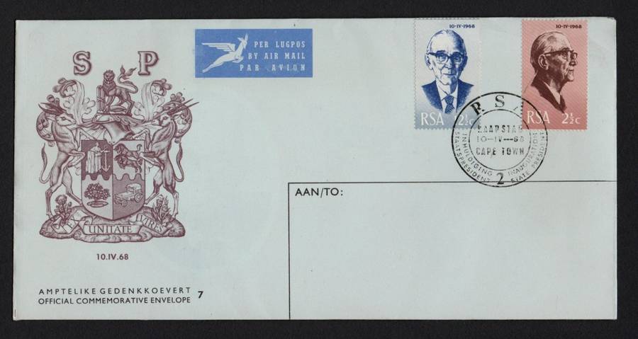 1968 10 April Inauguration of President Fouche Unaddressed FDC