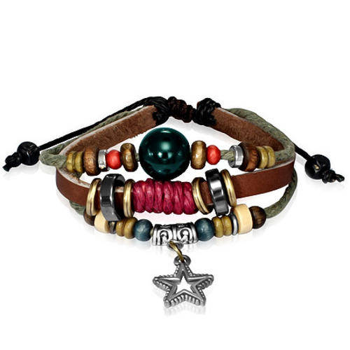 Fashion Multi Wrap Rope Beads Leather Bracelet