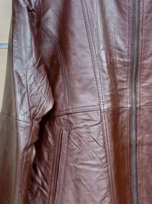 Brown Zipper Genuine Leather Jacket