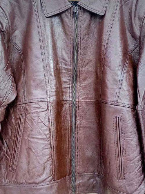 Brown Zipper Genuine Leather Jacket