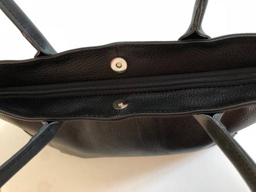 Genuine Italian Leather Shopper Handbag Black Large