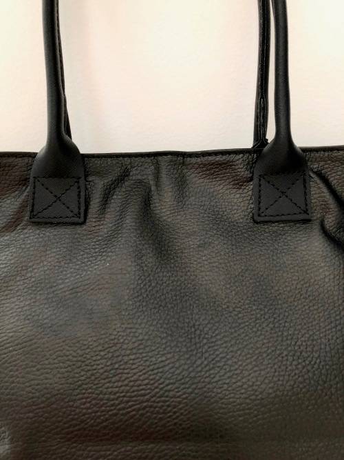 Genuine Italian Leather Shopper Handbag Black Large