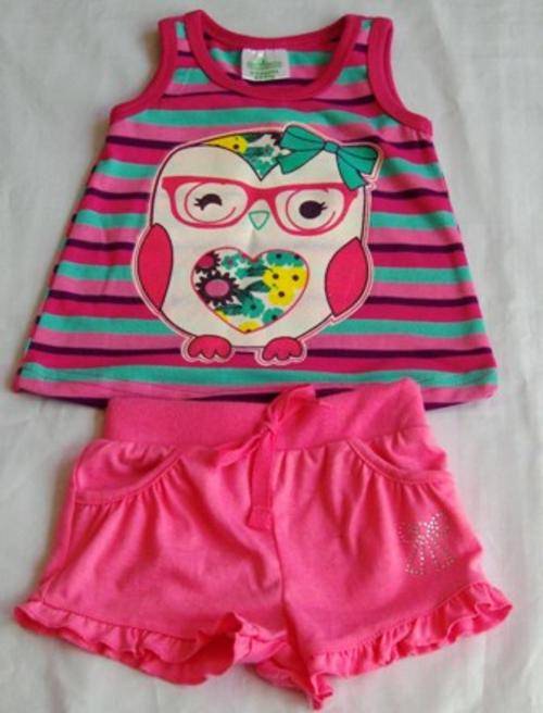 Matching Set Baby Girl -Owl Top & Shorts set - 0-3 Months - baby clothes