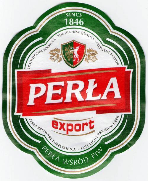 Europe - Poland - Beer label Pearl Export - PERLA EXPORT brewery Lublin (AW)