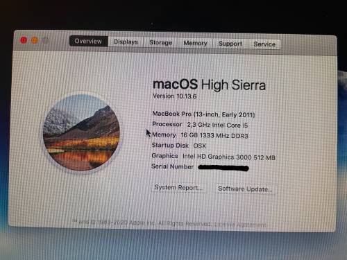 13-Inch MacBook Pro, i5 2.3Ghz, 16GB RAM, 250GB SSD, Early 2011