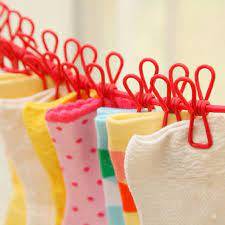 Portable Travel Stretchy Clothesline Outdoor Camping Windproof Clothes Line with 12 Clamp Clip Hooks