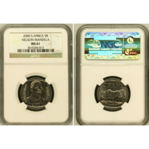 MS61 VERY RARE GRADE - HARD TO FIND NGC GRADED MS61 2000 MANDELA R5 COIN