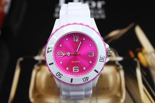 Ice style Watch with Pink face