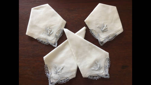 4 x Vintage handkerchiefs - Beautiful Butterfly detail