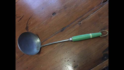 Vintage Soup Ladle with Wooden Handle