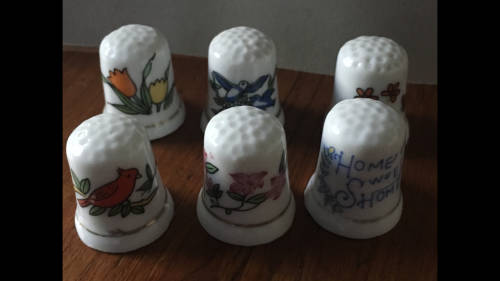 6 x Collectible Porcelain Thimbles