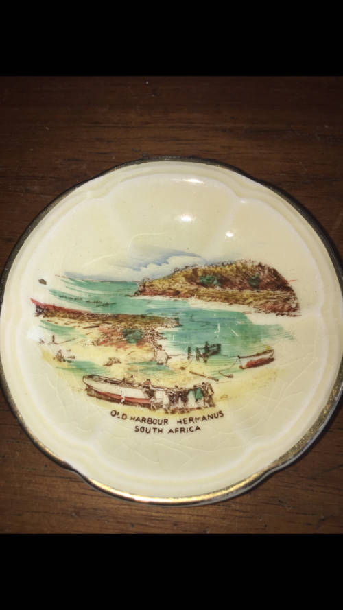 Small Crown Devon Plate - Old Harbour Hermanus - Diameter 8cm