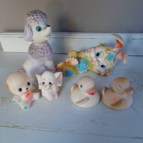 6 x Vintage Squeaky Toys