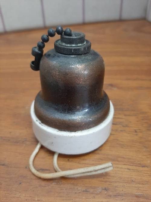 Vintage Original Porcelain and metal Pull Switch - Made in England