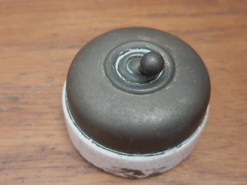 Vintage Original Brass and Porcelain Switch