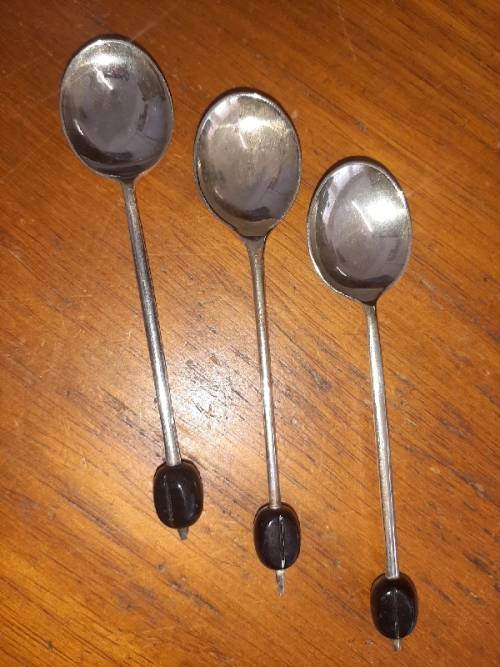 3 x EPNS Coffee Bean spoons