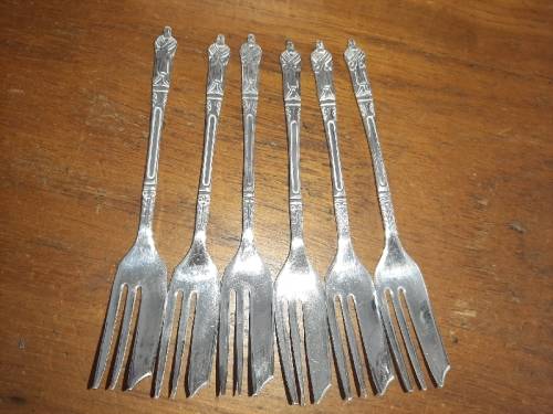 Set of 6 Apostle Cake Forks - EPNS Sheffield England