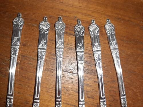 Set of 6 Apostle Cake Forks - EPNS Sheffield England