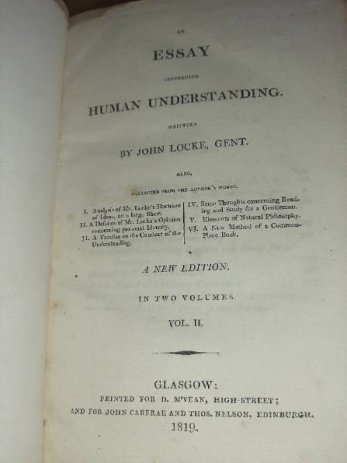 An Essay concerning Human Understanding - John Locke, Gent. - 1819 - Very Old Leather Bound Book!!!