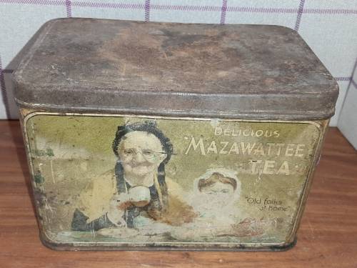 Vintage Mazawattee Tin - 21cm x 13cm x 15cm