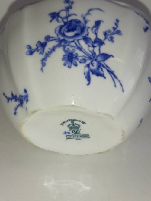 Royal Crown Derby Blue and White Sugar Pot - no lid