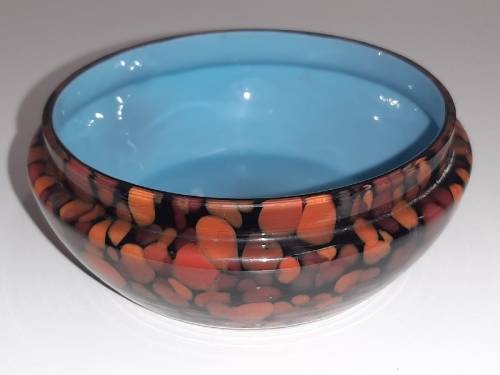 Beautiful small bowl / Trinket bowl with blue glossy inner