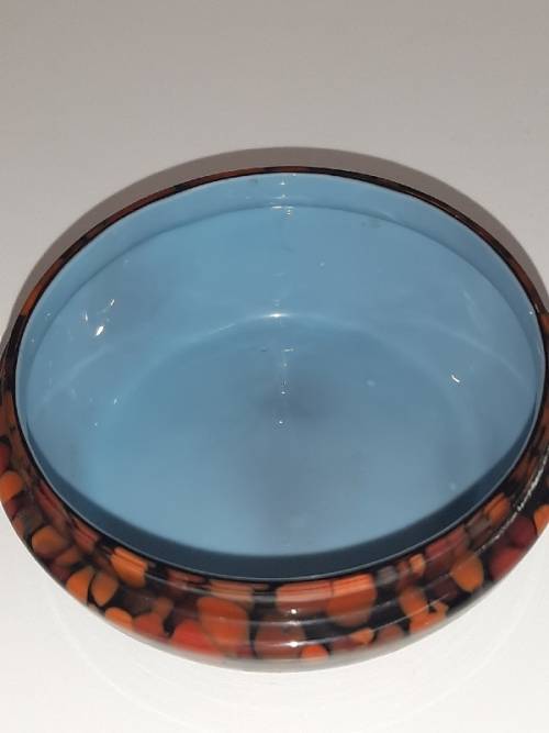 Beautiful small bowl / Trinket bowl with blue glossy inner