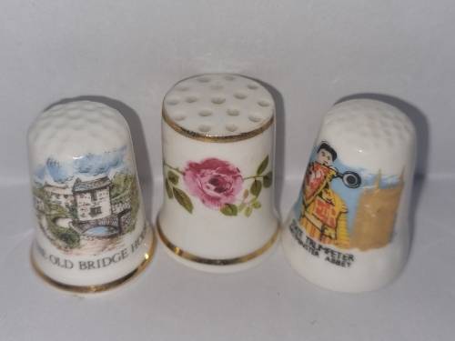3 x Fine Bone China Thimbles - Made in England