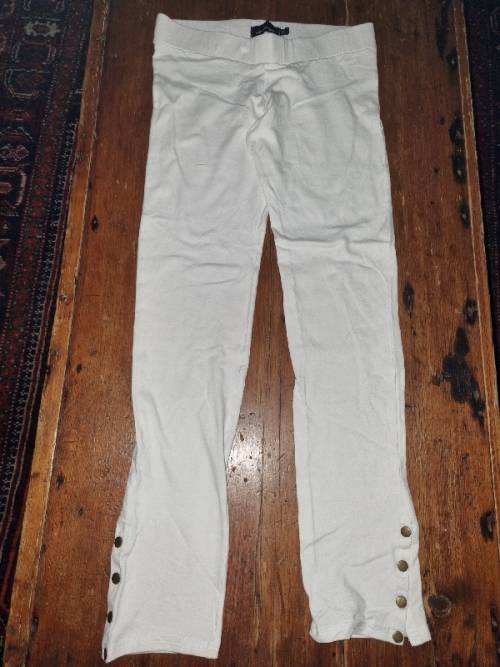 White Leggings with button detail - Reverse - Size M
