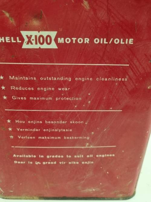 Vintage Shell X-100 Motor Oil / Olie Tin - 1 Gal.
