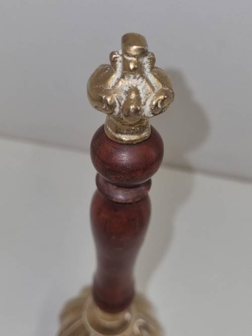 Beautiful Brass Bell with wooden handle - Height - 19cm