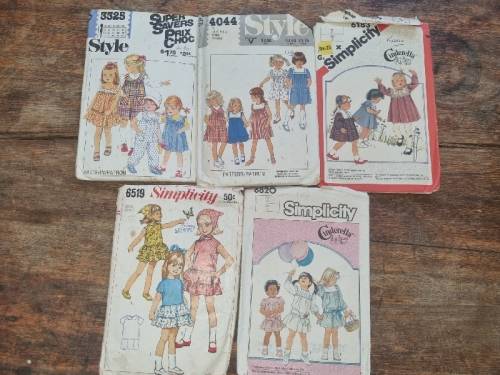 5 x Vintage Little Girl Clothing Patterns