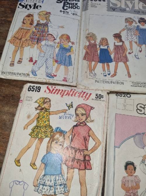 5 x Vintage Little Girl Clothing Patterns