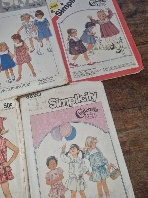 5 x Vintage Little Girl Clothing Patterns