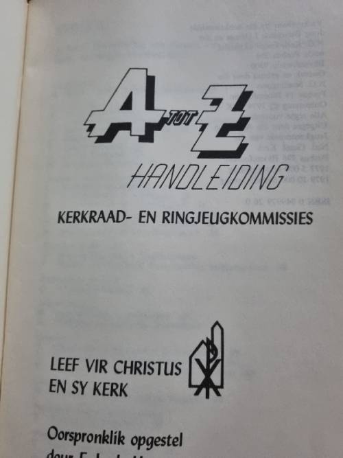 A tot Z Handleiding Kerkraad en Ringjeugkommissies - E.L. de Hart