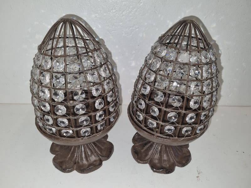 2 x Decorative Metal Candle Holders - Heavy, good quality items