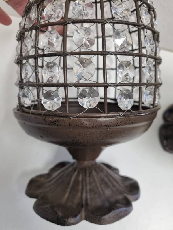 2 x Decorative Metal Candle Holders - Heavy, good quality items