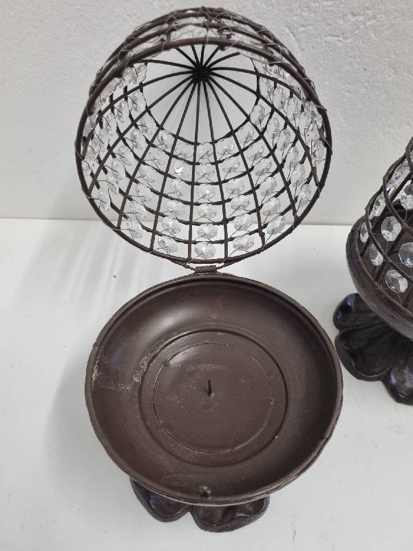 2 x Decorative Metal Candle Holders - Heavy, good quality items