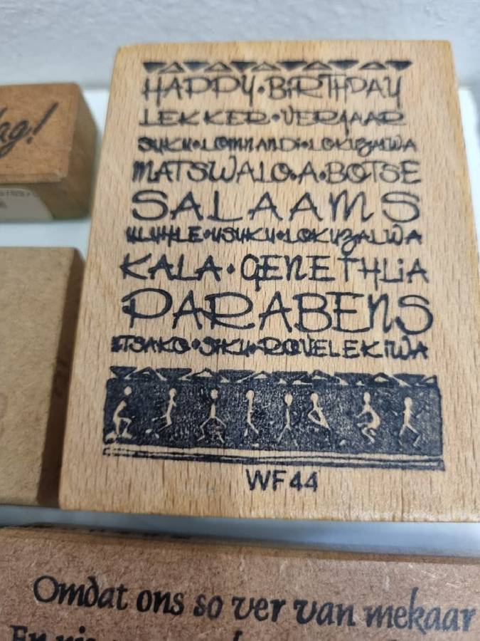 14 x Rubber stamps with Afrikaans words