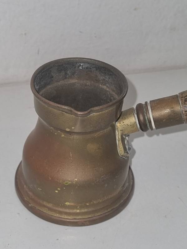 Vintage Brass Butter warmer with wooden handle