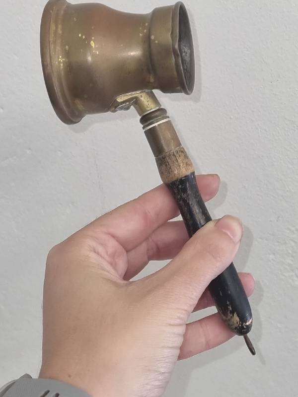 Vintage Brass Butter warmer with wooden handle