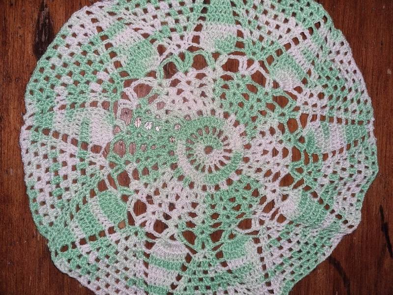 4 x Green and White Crochet Doily - Diameter 33cm and  28cm