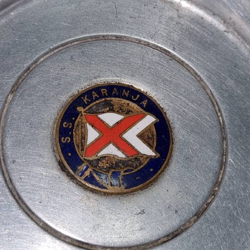 Vintage Metal Ashtray - S.S. Karanja - Ship