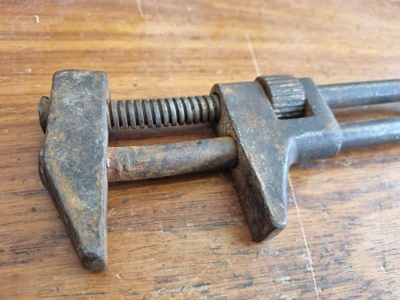 Monkey Wrench - Twisted Handle - Vintage Adjustable Wrench - Total Length 31cm