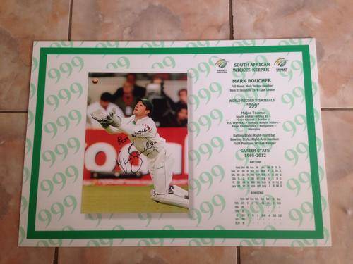 ** MARK BOUCHER signed stats 999 ** WORLD RECORD