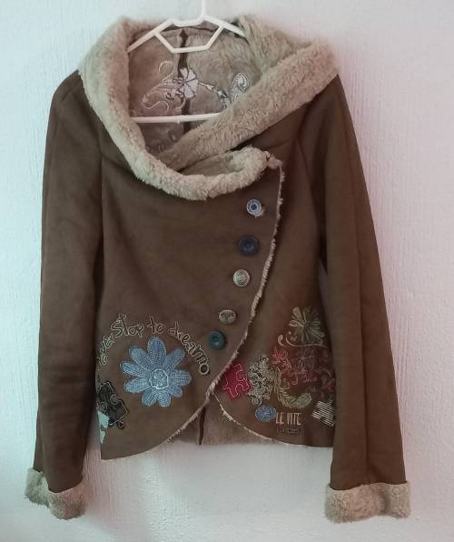 Desigual Brown Faux Suede Kiss and Dream Jacket