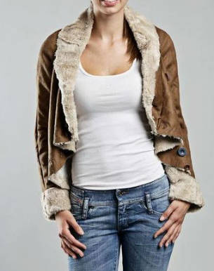 Desigual Brown Faux Suede Kiss and Dream Jacket